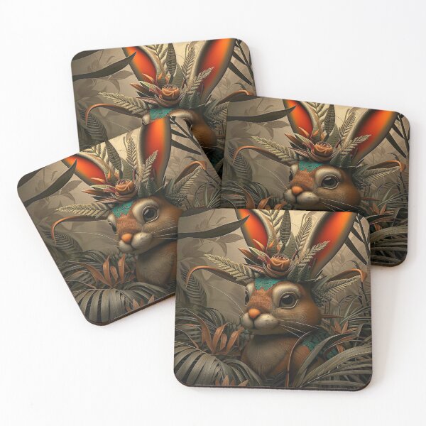 Item preview, 3D illustration of a little tropical rabbit, flowers and tropical plants. designed and sold by David-CoBo.