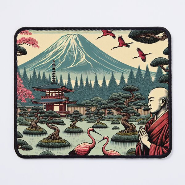 Item preview, Japanese Shinto Monk In an Asian Bonsai Zen Garden designed and sold by HippieFarms11.