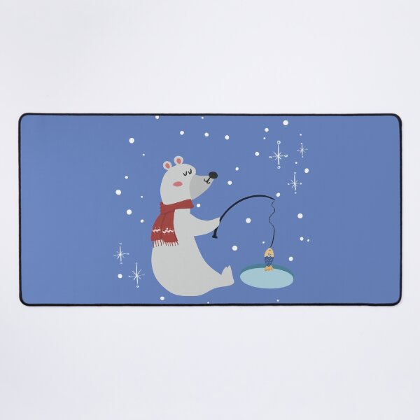Item preview, Friendly polar bear with a red scarf fishing in a hole in the ice designed and sold by Martapp.