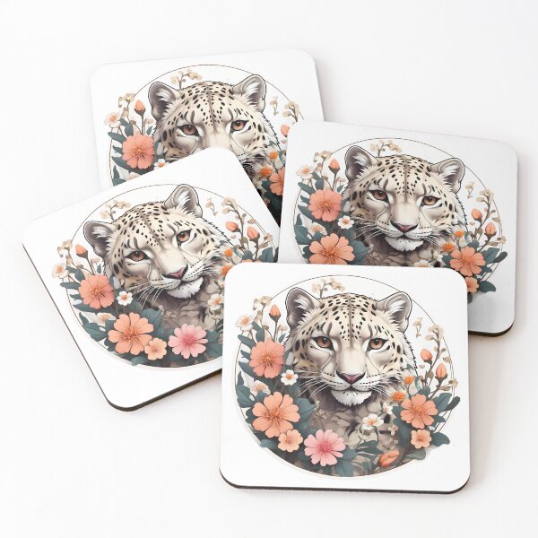 Item preview, Majestic Snow Leopard in Flowers designed and sold by Irbisinthebox.