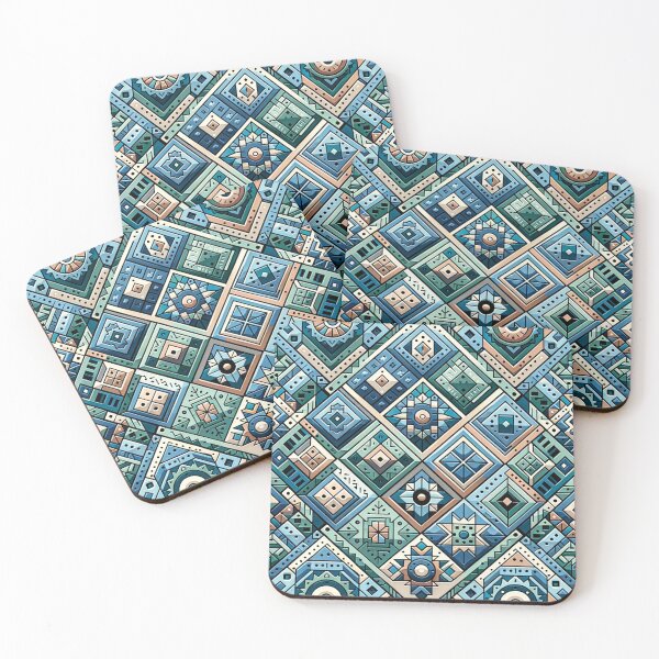 Item preview, Aztec-Inspired Geometric Quilt Canvas designed and sold by Gold Turtle  Lina.