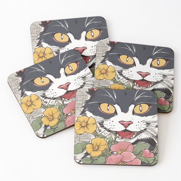 Item preview, Smiling Japanese Cat the samurai warrior catana with flowers designed and sold by Catana lover.
