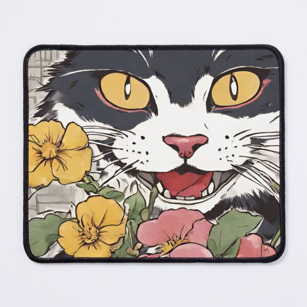 Item preview, Smiling Japanese Cat the samurai warrior catana with flowers designed and sold by Catana lover.
