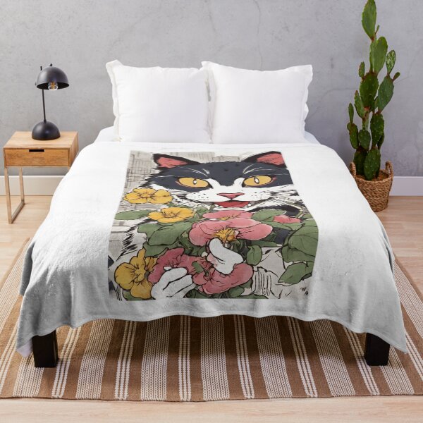 Item preview, Smiling Japanese Cat the samurai warrior catana with flowers designed and sold by Catana lover.