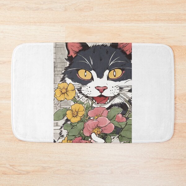 Item preview, Smiling Japanese Cat the samurai warrior catana with flowers designed and sold by Catana lover.