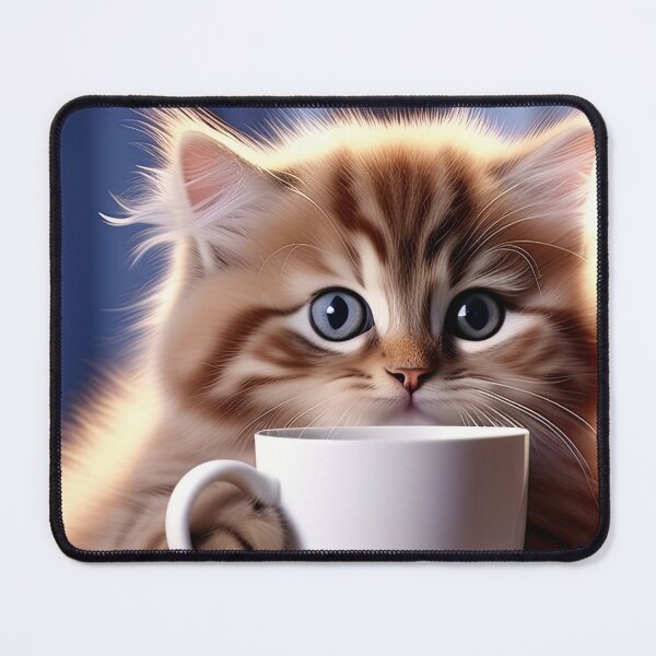 Item preview, Adorable kitten with a cup of tea  designed and sold by myikigai.