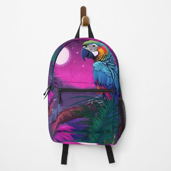 Item preview, Parrot and palms at evening, sky fall of stars, exotic vibes designed and sold by Sugar Wisdom .