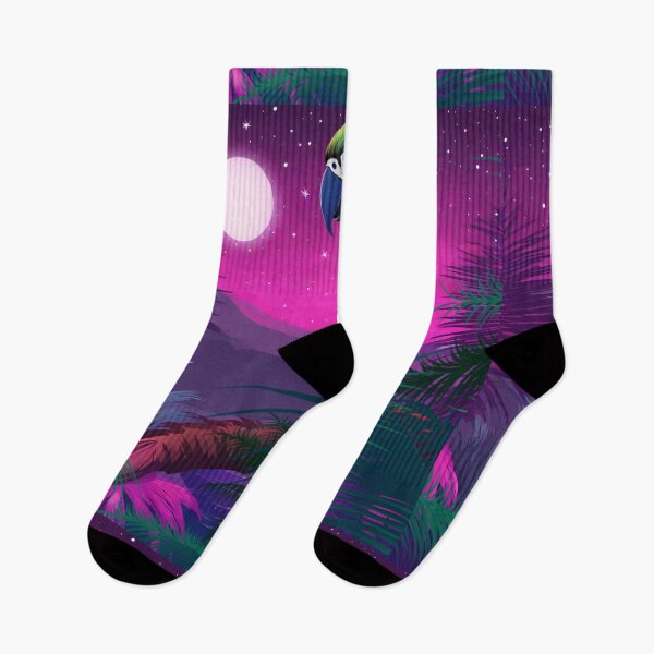 Item preview, Parrot and palms at evening, sky fall of stars, exotic vibes designed and sold by Sugar Wisdom .