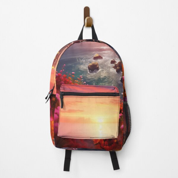 Item preview, Crimson Sunset Cliffs: Lighthouse Amidst Blooms designed and sold by Smart Art 42.