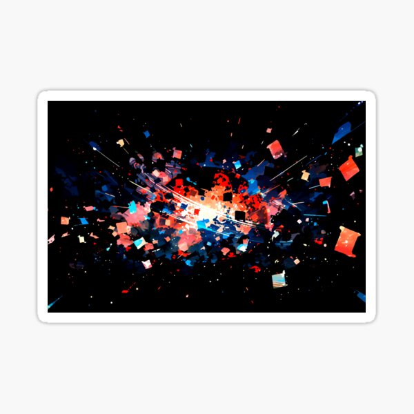 Abandoned planet Saturn, rainbow color splash series, Space Inspirations Sticker
