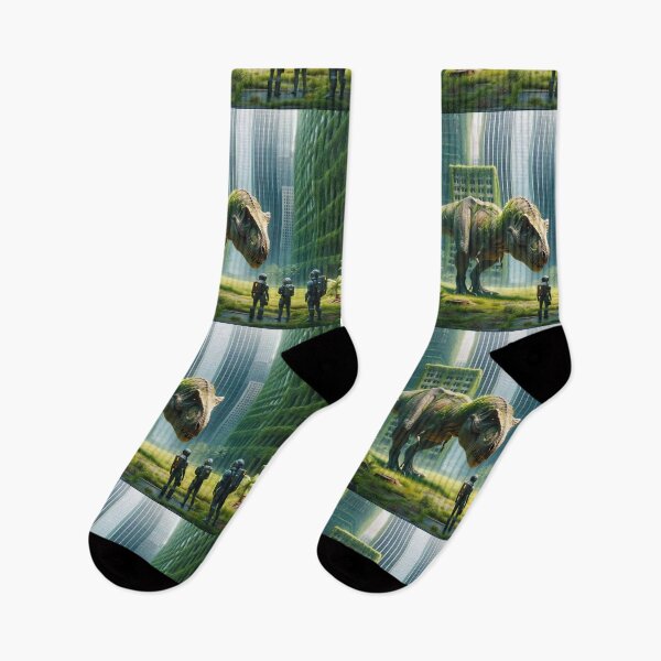 Item preview, Jurassic Encounter in Abandoned Urban Jungle designed and sold by ArtComixHaven.