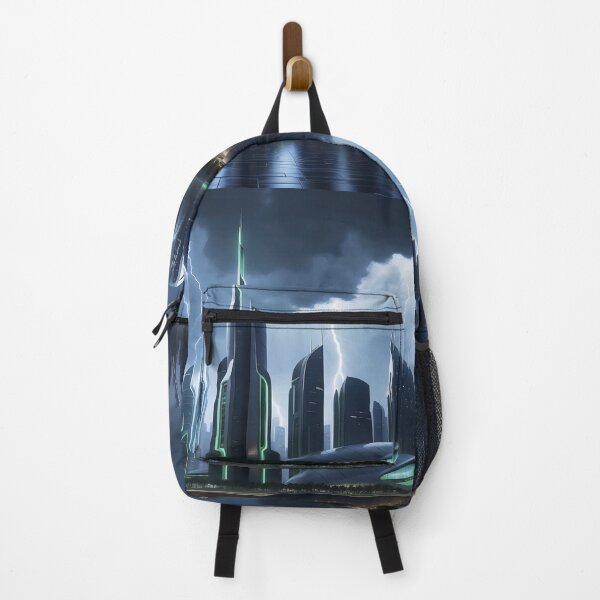 Item preview, Neon Lightning in Futuristic Metropolis designed and sold by ArtComixHaven.