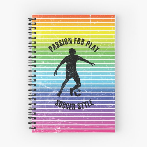 Item preview, Black silhouette of a man training soccer against the background of rainbow stripes designed and sold by HarridanCreates.