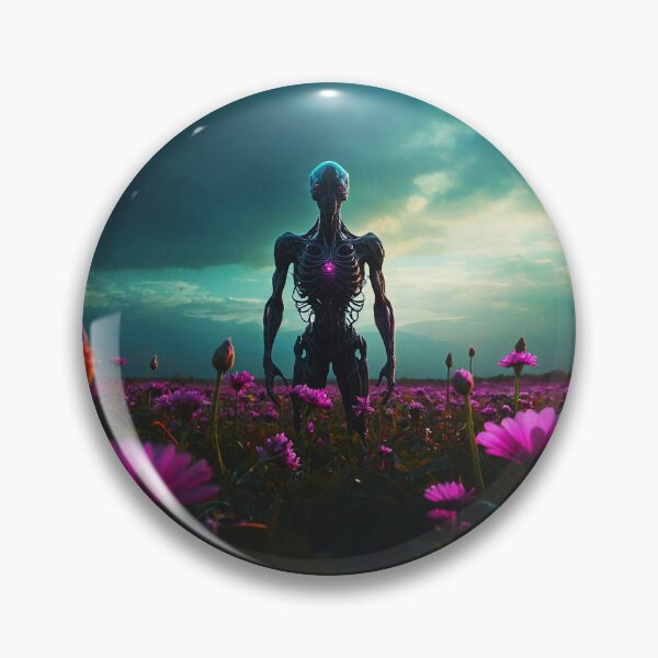 Item preview, Alien In Earths Fields With Pink Glowing Heart designed and sold by SassyArtistry.