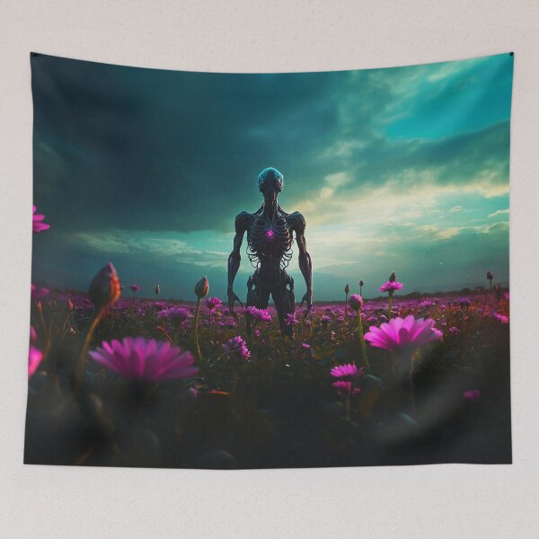 Item preview, Alien In Earths Fields With Pink Glowing Heart designed and sold by SassyArtistry.