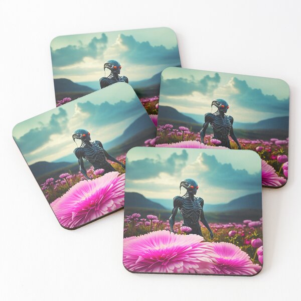 Item preview, Alien In Fields With Big Pink Glowing Flowers designed and sold by SassyArtistry.