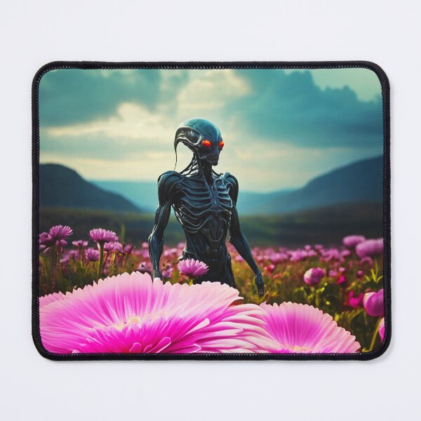 Item preview, Alien In Fields With Big Pink Glowing Flowers designed and sold by SassyArtistry.