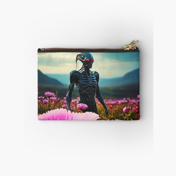 Item preview, Alien In Fields With Big Pink Glowing Flowers designed and sold by SassyArtistry.