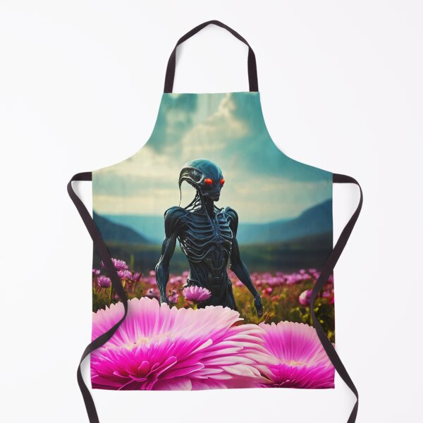 Item preview, Alien In Fields With Big Pink Glowing Flowers designed and sold by SassyArtistry.