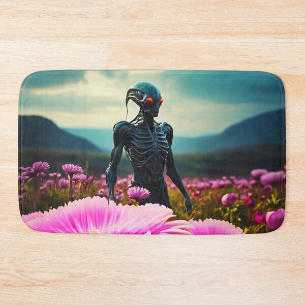 Item preview, Alien In Fields With Big Pink Glowing Flowers designed and sold by SassyArtistry.