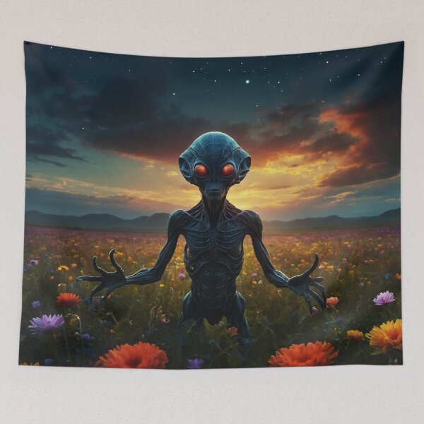 Item preview, Colorful Hipster Alien At Sunset designed and sold by SassyArtistry.