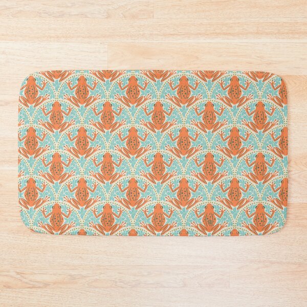 Item preview, Frogs and Florals - Burnt Orange frog, Turquoise flowers, Olive Green accent designed and sold by Paige Brady Design.