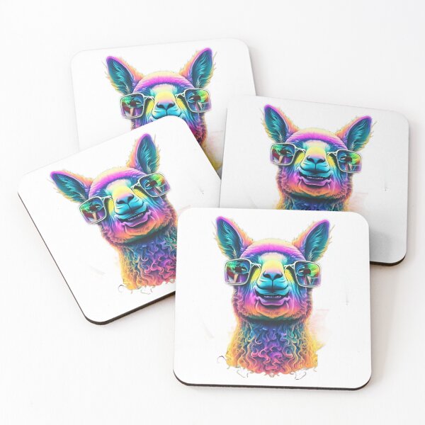 Item preview, Fashionable Llama with Glasses: Neon Expression designed and sold by GL!TCH LAB.