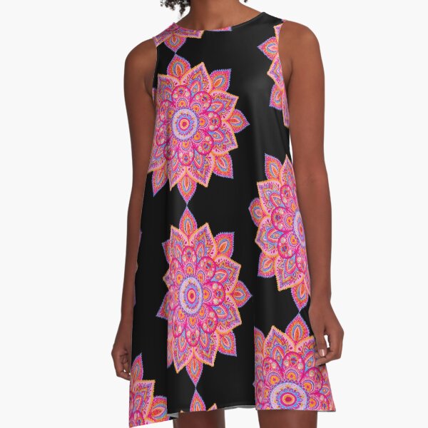 Hand Painted Mandala A-Line Dress