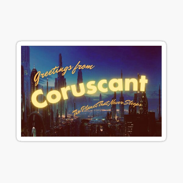 Vista previa del artículo con la obra «Postal retro de Coruscant», diseñado y vendido por smokeyhan.