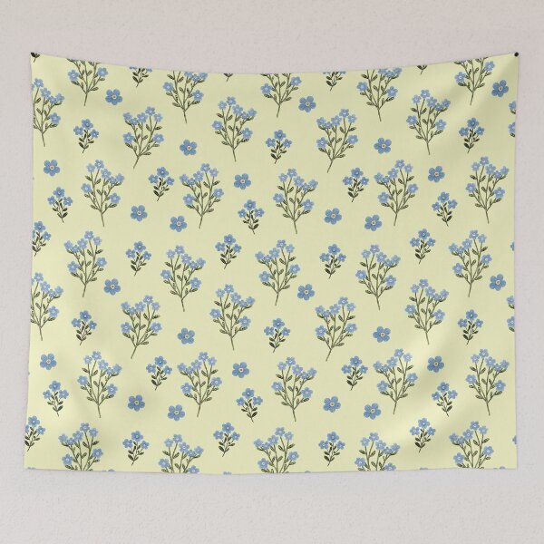 Item preview, Blue ditsy floral pattern designed and sold by pinkyfish1010.