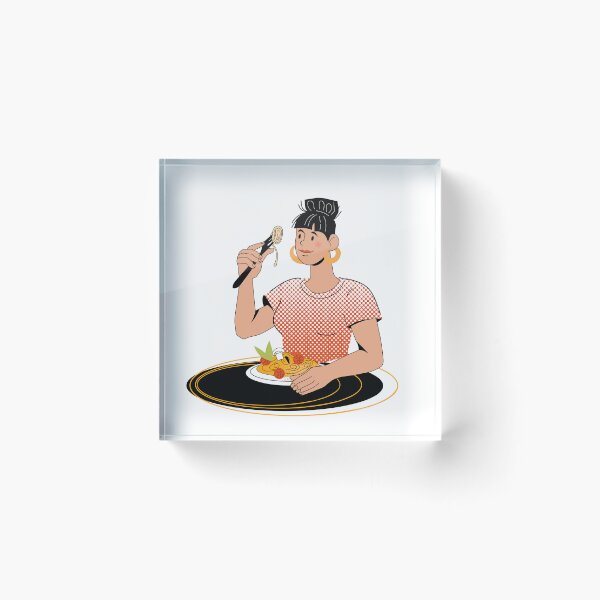 Item preview, cute girl eating her pasta designed and sold by DesignbyMorena.