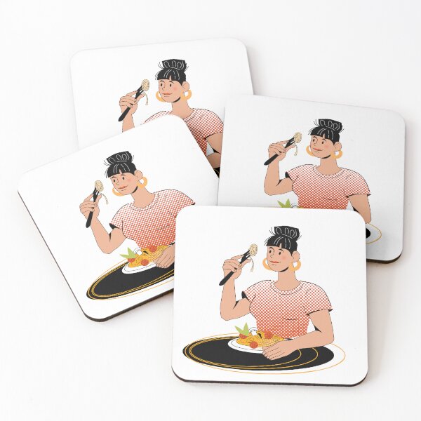 Item preview, cute girl eating her pasta designed and sold by DesignbyMorena.