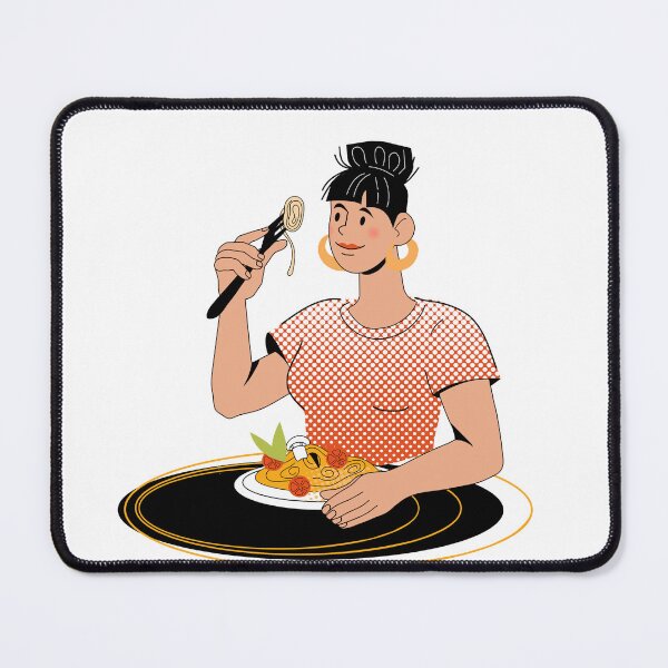Item preview, cute girl eating her pasta designed and sold by DesignbyMorena.