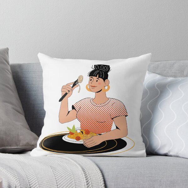 Item preview, cute girl eating her pasta designed and sold by DesignbyMorena.