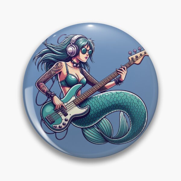 Item preview, Mermaid Emo Rock Bassist with Sleeve Tattoo 01 designed and sold by AstroAppa.
