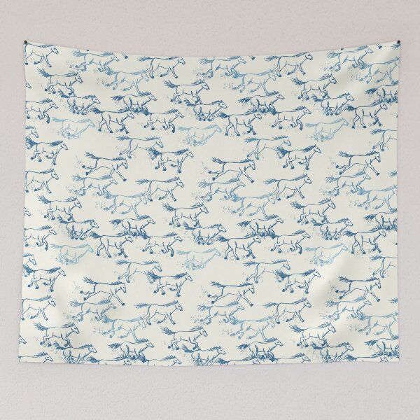 Item preview, Wild Wild Horses Indigo and Ivory designed and sold by designedbydebby.