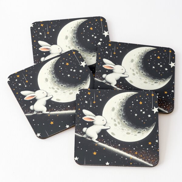 Item preview, Rabbit kissing the moon. designed and sold by growing-mom.