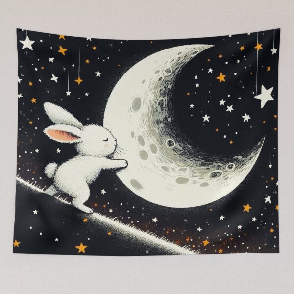 Item preview, Rabbit kissing the moon. designed and sold by growing-mom.