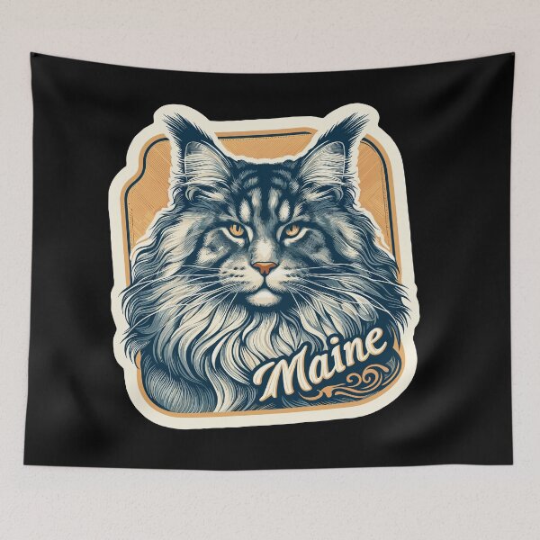 Item preview, Maine Coon Cat Maine Coon Gifts Vintage Cat Art designed and sold by ElegantCat.