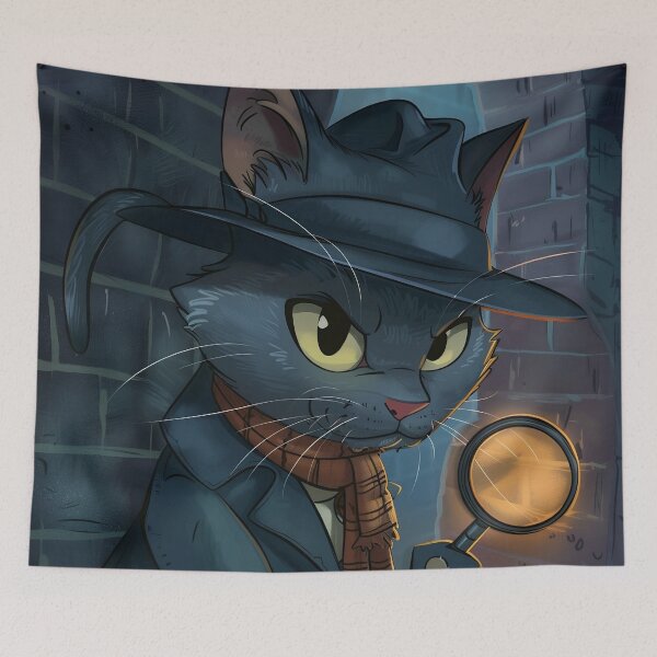 Item preview, Cartoon Cat Detective designed and sold by CatsAndDogs-TF.
