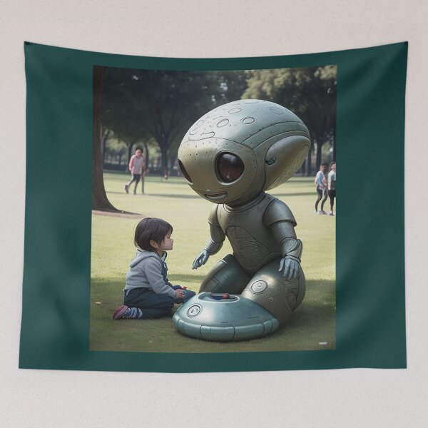 Item preview, first contact children and alien robots cultural meeting of two worlds designed and sold by Carlos Gudino.
