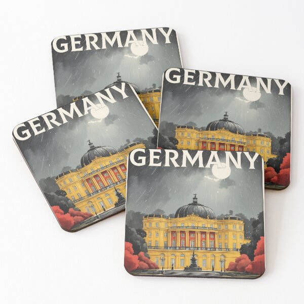 Item preview, Germany Sanssouci Palace Rainy Night Vintage Travel Poster designed and sold by TravelersGems.