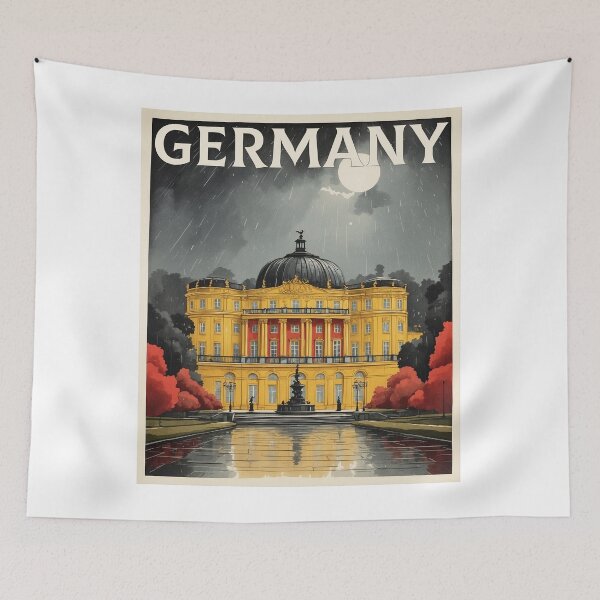 Item preview, Germany Sanssouci Palace Rainy Night Vintage Travel Poster designed and sold by TravelersGems.