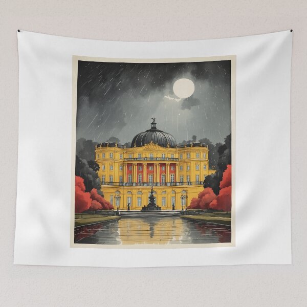 Item preview, Germany Sanssouci Palace Rainy Night Vintage Travel Poster designed and sold by TravelersGems.