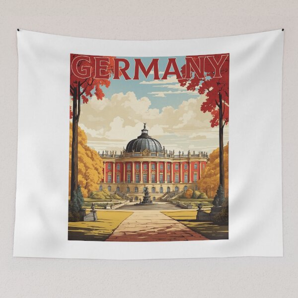 Item preview, Germany Sanssouci Palace Vintage Travel Poster designed and sold by TravelersGems.