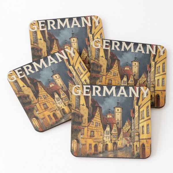 Item preview, Rothenburg Ob Der Tauber Germany Rainy Night Vintage Travel Poster designed and sold by TravelersGems.