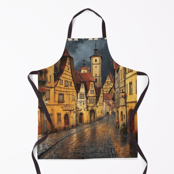 Item preview, Rothenburg Ob Der Tauber Germany Rainy Night Vintage Travel Poster designed and sold by TravelersGems.