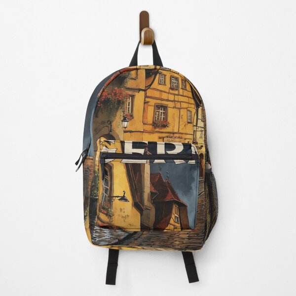 Item preview, Rothenburg Ob Der Tauber Germany Rainy Night Vintage Travel Poster designed and sold by TravelersGems.