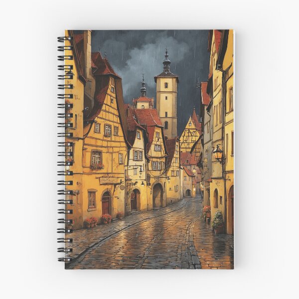 Item preview, Rothenburg Ob Der Tauber Germany Rainy Night Vintage Travel Poster Art designed and sold by TravelersGems.