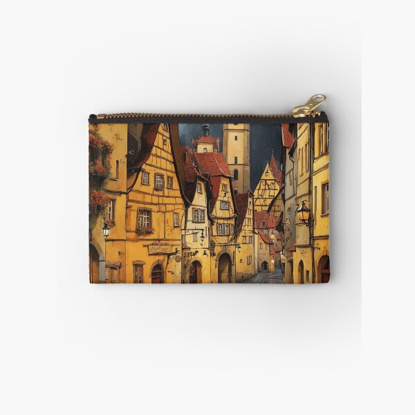 Item preview, Rothenburg Ob Der Tauber Germany Rainy Night Vintage Travel Poster Art designed and sold by TravelersGems.
